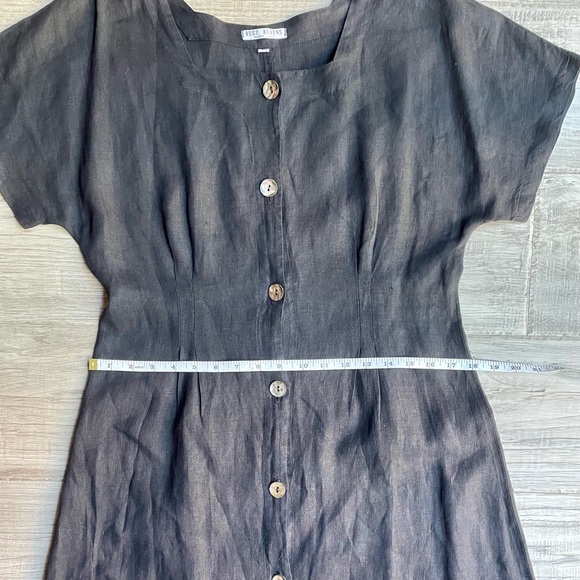 SOLD! Russ Berens 100% Linen Maxi Dress Shell Buttons Down Front Square Neck - Picture 10 of 13